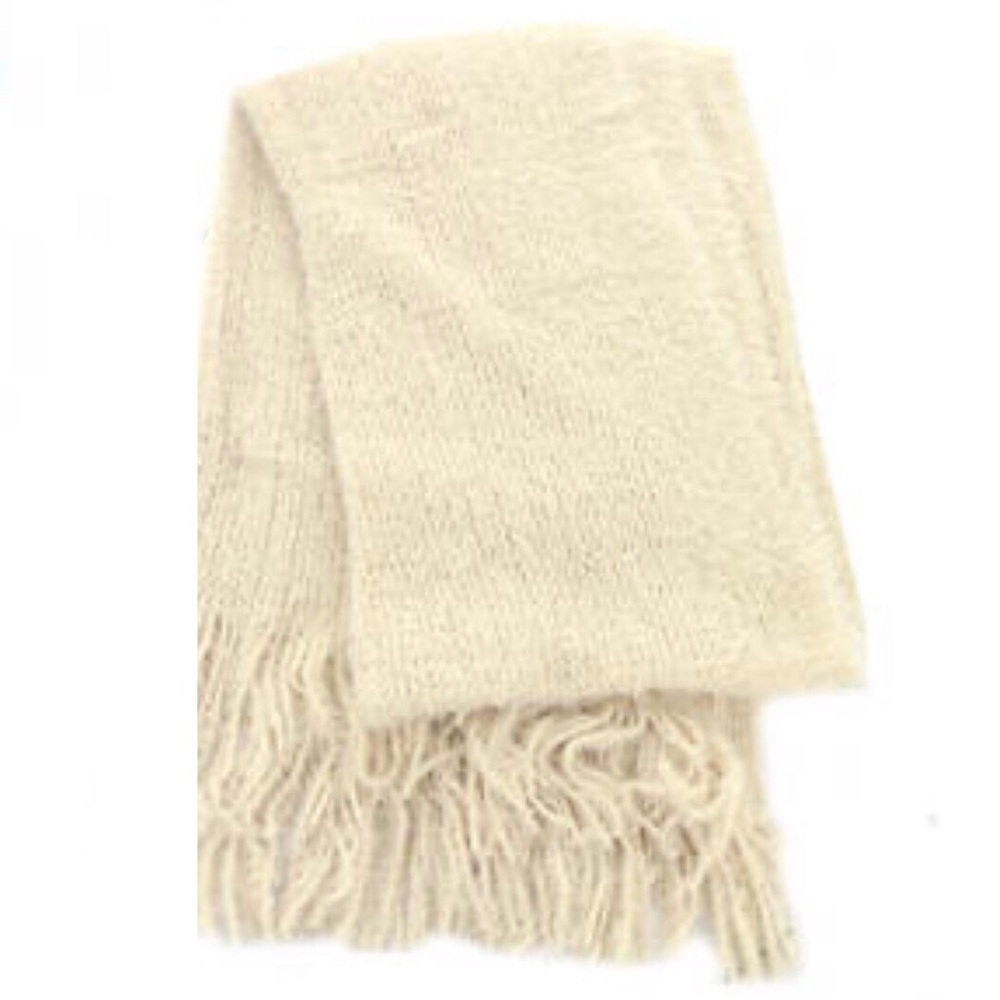 Free People Women’s Whisper Fringe Blanket Scarf Ivory NWT - Picture 3 of 6